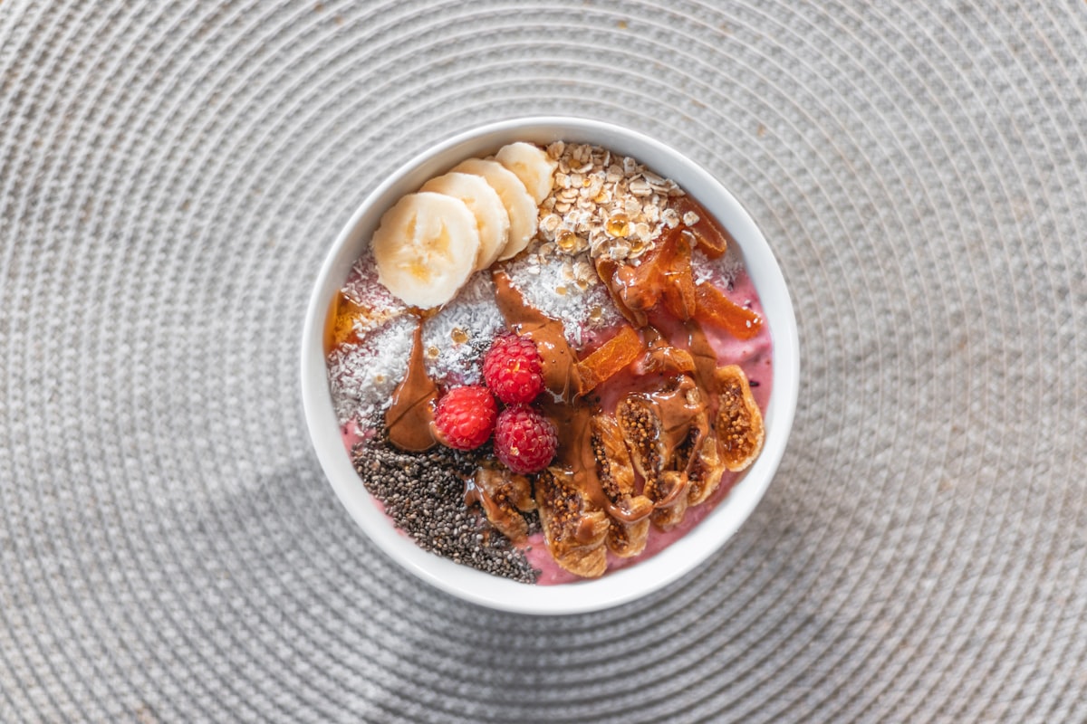 Healthy breakfast bowl with fresh berries and granola
